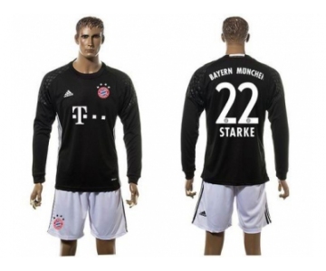Bayern Munchen #22 Starke Goalkeeper Black Long Sleeves Soccer Club Jersey