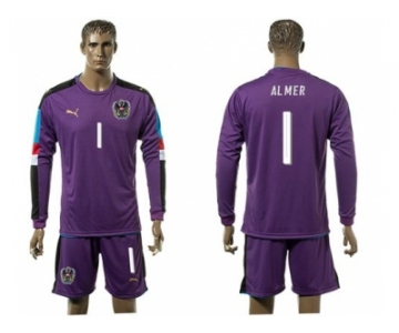 Austria #1 Almer Purple Goalkeeper Long Sleeves Soccer Country Jersey