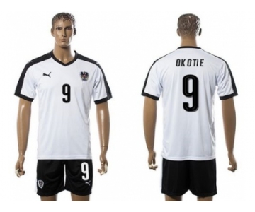 Austria #9 Okotie White Away Soccer Country Jersey