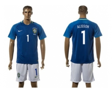 Brazil #1 Alisson Away Soccer Country Jersey1
