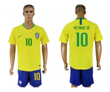Brazil #10 Neymar Jr Home Soccer Country Jersey