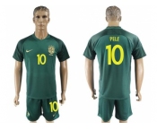 Brazil #10 Pele Away Soccer Country Jersey