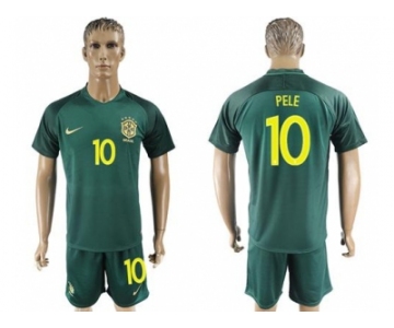 Brazil #10 Pele Away Soccer Country Jersey