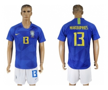 Brazil #13 Marquinhos Away Soccer Country Jersey
