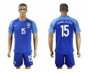 Brazil #15 Daniel Alves Blue Soccer Country Jersey