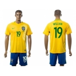 Brazil #19 Willian Home Soccer Country Jersey