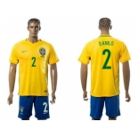 Brazil #2 Dani Alves Home Soccer Country Jersey