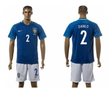 Brazil #2 Danilo Away Soccer Country Jersey1