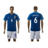 Brazil #6 Marcelo Away Soccer Country Jersey