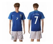 Brazil #7 D.Costa Away Soccer Country Jersey