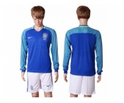 Brazil Blank Away Long Sleeves Soccer Country Jersey