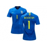 Women Brazil #1 Weverton Away Soccer Country Jersey