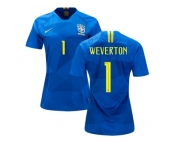 Women Brazil #1 Weverton Away Soccer Country Jersey