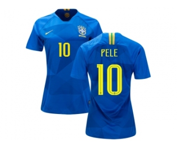 Women Brazil #10 Pele Away Soccer Country Jersey