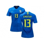 Women Brazil #13 Jemerson Away Soccer Country Jersey