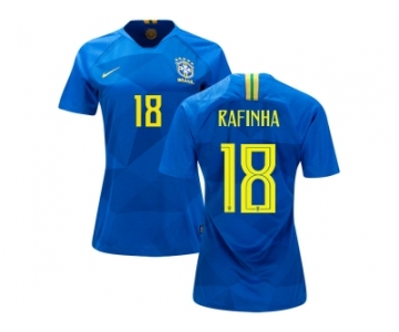 Women Brazil #18 Rafinha Away Soccer Country Jersey
