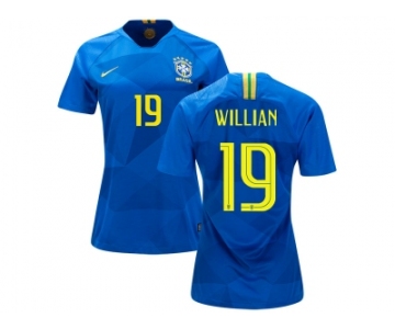 Women Brazil #19 Willian Away Soccer Country Jersey