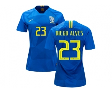 Women Brazil #23 Diego Alves Away Soccer Country Jersey