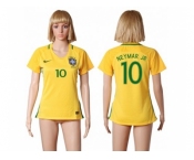 Women's Brazil #10 Neymar Jr Home Soccer Country Jersey