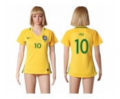 Women's Brazil #10 Pele Home Soccer Country Jersey
