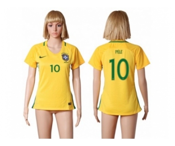 Women's Brazil #10 Pele Home Soccer Country Jersey