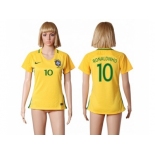 Women's Brazil #10 Ronaldinho Home Soccer Country Jersey