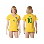 Women's Brazil #10 Zico Home Soccer Country Jersey