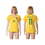 Women's Brazil #11 Rivaldo Home Soccer Country Jersey