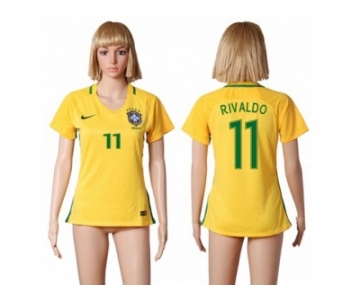Women's Brazil #11 Rivaldo Home Soccer Country Jersey