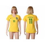 Women's Brazil #11 Romario Home Soccer Country Jersey