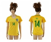 Women's Brazil #14 GIL Home Soccer Country Jersey