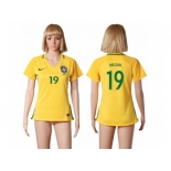 Women's Brazil #19 Willian Home Soccer Country Jersey