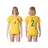 Women's Brazil #2 Cafu Home Soccer Country Jersey