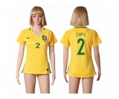 Women's Brazil #2 Cafu Home Soccer Country Jersey