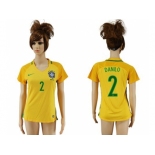 Women's Brazil #2 Danilo Home Soccer Country Jersey