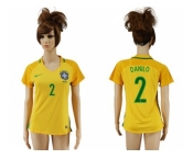 Women's Brazil #2 Danilo Home Soccer Country Jersey