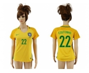 Women's Brazil #22 Coutonho Home Soccer Country Jersey