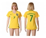 Women's Brazil #7 Garrincha Home Soccer Country Jersey