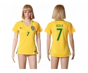 Women's Brazil #7 Hulk Home Soccer Country Jersey