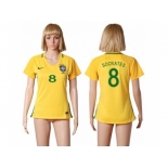 Women's Brazil #8 Socrates Home Soccer Country Jersey