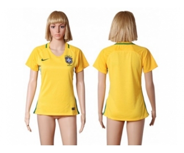 Women's Brazil Blank Home Soccer Country Jersey