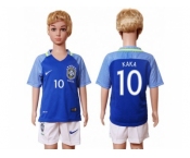 Brazil #10 Kaka Away Kid Soccer Country Jersey
