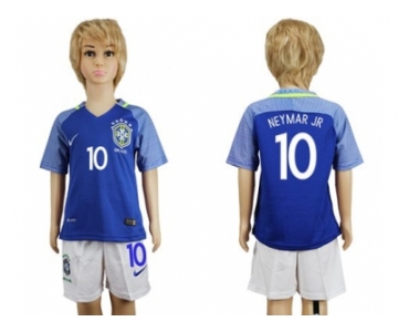 Brazil #10 Neymar Jr Away Kid Soccer Country Jersey1