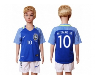 Brazil #10 Neymar Jr Away Kid Soccer Country Jersey