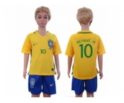 Brazil #10 Neymar Jr Home Kid Soccer Country Jersey