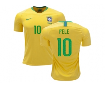 Brazil #10 Pele Home Kid Soccer Country Jersey