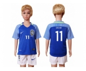 Brazil #11 Oscar Away Kid Soccer Country Jersey