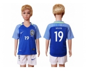 Brazil #19 Willian Away Kid Soccer Country Jersey