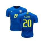 Brazil #20 R.Caio Away Kid Soccer Country Jersey