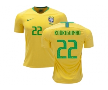 Brazil #22 Rodriguinho Home Kid Soccer Country Jersey